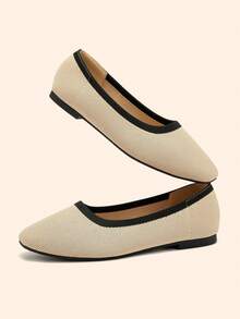 CUCCOO BASICS Sepatu Flat Wanita Kasual Serbaguna Minimalis dengan Trim Blok Warna untuk Musim Semi - MultiWarna - View 6