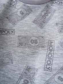 MONOPOLY X SHEIN Set 2pcs Baju dan Celana Pendek Kasual Bayi Laki-laki Motif Monopoli Kerah Bulat - Grey - View 4