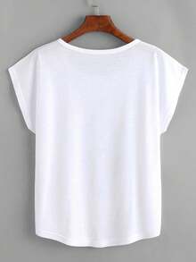 SHEIN LUNE Butterfly Print Batwing Sleeve Tee Graphic Tees Women Tops - White - View 2