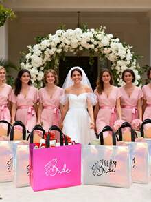 8pcs Bridal Party Favor Gift Bags, Wedding Decoration Creative Bridesmaid Bags, Bridal Shower Novelty Gifts, Sparkling Wedding Decor For Home Room Party Favors - multicolor - View 9