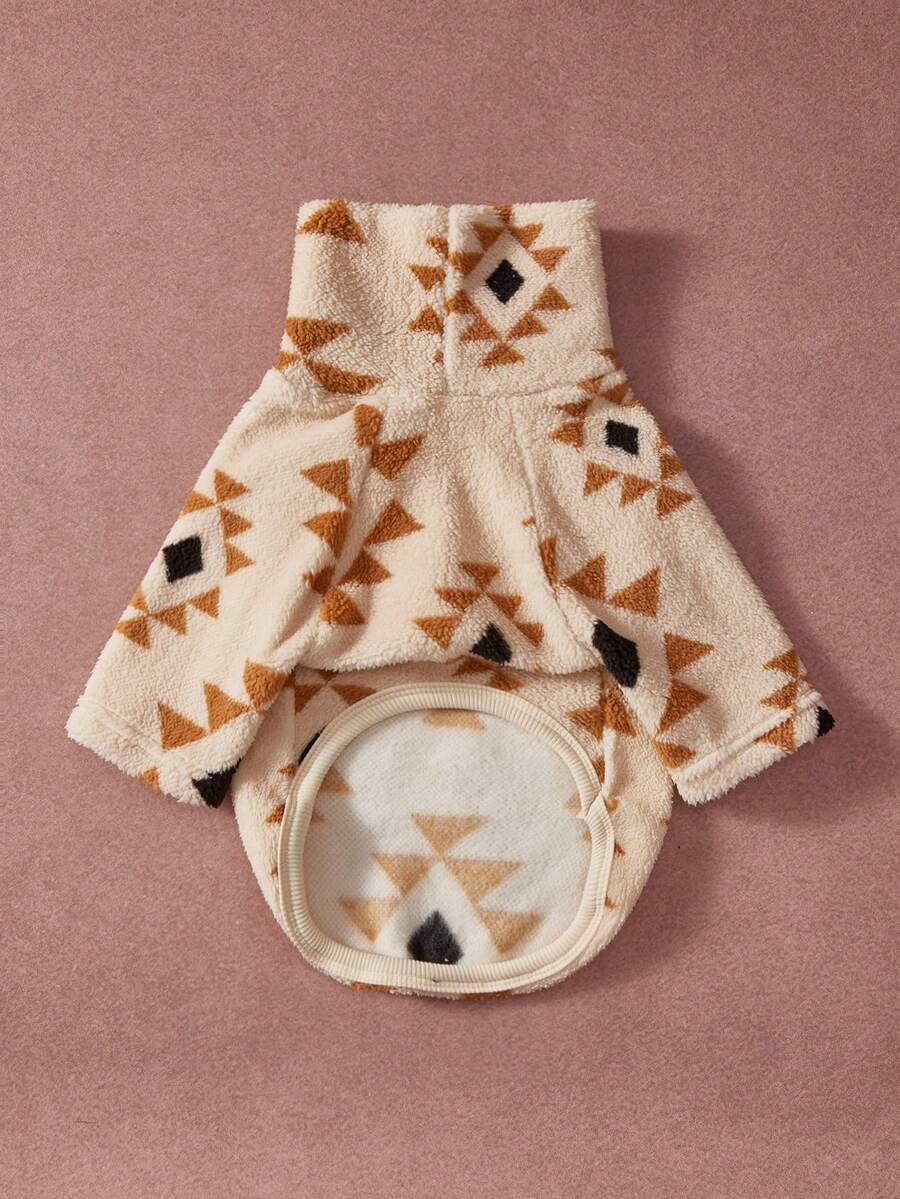 PETSIN 1pc Pet Autumn/Winter Double Sided Plush Elastic Comfortable Warm Fabric High Neck Dog Sweatshirt - Multicolor - View 1