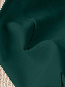 Chaleco asimétrico de mujer con cuello en V con botones, plisado, de unicolor elegante y romántico, moda de viaje para el Día de San Valentín - Verde - Ver 2