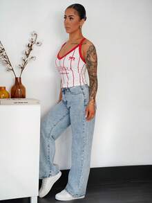 SAYEHFBABY Women's Casual Letter Print Camisole - White - View 4