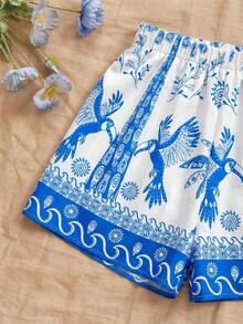 Soleia Women's Casual Printed Camisole & Shorts 2 Pieces Set, Summer - Baby Blue - View 6