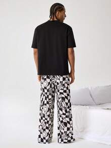 MONOPOLY X SHEIN 男士卡通印花短袖上衣和裤子睡衣套装，MONOPOLY - 黑色 - 查看 2