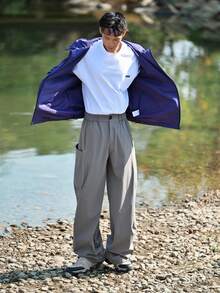 DAZY Men's Spring Outdoor Woven Fabric Elastic Waist Pants, Grey - Grey - View 6