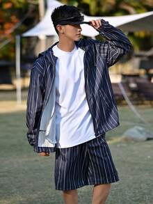 DAZY Men's Long Sleeve Jacket And Shorts Set, Spring/Summer - Grey - View 7