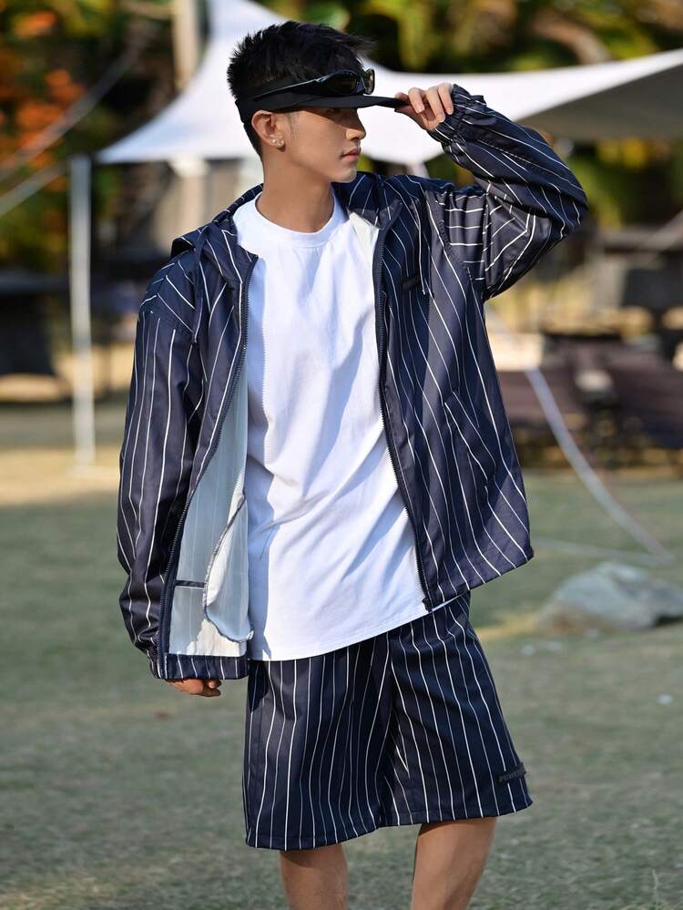 Men's Long Sleeve Jacket And Shorts Set, Spring/Summer