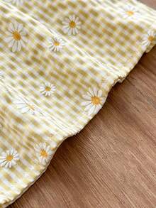 Vintaside Kids 女童夏季甜美清新雏菊印花荷叶边A字连衣裙，宽松版型，适合日常外出、休闲旅行、家庭聚会、夏季野餐等场合。 - 彩色 - 查看 8