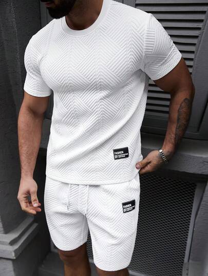 Manfinity CasualCool 男士纹理面料短袖T恤套装，适合休闲、居家和外出穿着