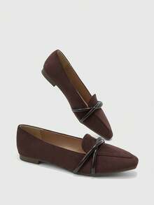 CUCCOO BIZCHIC Ballerine da donna con punta quadrata, design con cinturini incrociati lucidi, suola morbida e confortevole,  con stile retrò, adatte per l'uso quotidiano e per l'ufficio - Nuovo caffè marrone - Visualizzare 7