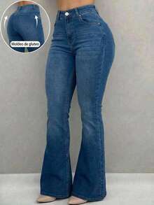 Pantalón De Mezclilla Stretch Para Mujer Corte Campana - Lavado ligero - Ver 1