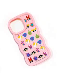 THE POWERPUFF GIRLS X SHEIN Ốp điện thoại silicon màu hồng lượn sóng hình Powerpuff Girls, bảo vệ ống kính, chống sốc, phụ kiện hoạt hình dễ thương dùng hàng ngày, tương thích với ốp điện thoại iPhone & Galaxy, ốp lưng, tương thích với iPhone 16/iPhone 17/iPhone 17 Pro Max/iPhone 12 Pro, tương thích với ốp điện thoại iPhone 17 Pro, phụ kiện điện thoại, ốp Galaxy S25 Ultra, ốp điện thoại dễ thương, ốp Galaxy S24 Ultra - Hồng - Xem 8