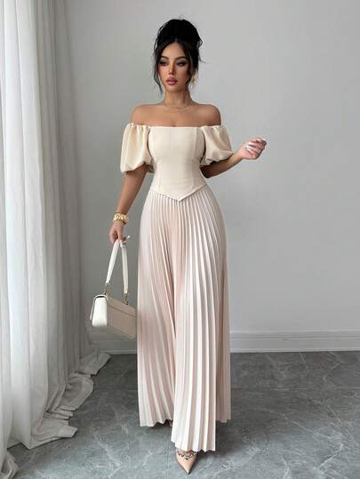 SHEIN Elenzya V-Neck Cinched Waist A-Line Skirt Set, Elegant Romantic Sophisticated Women's Two Pieces