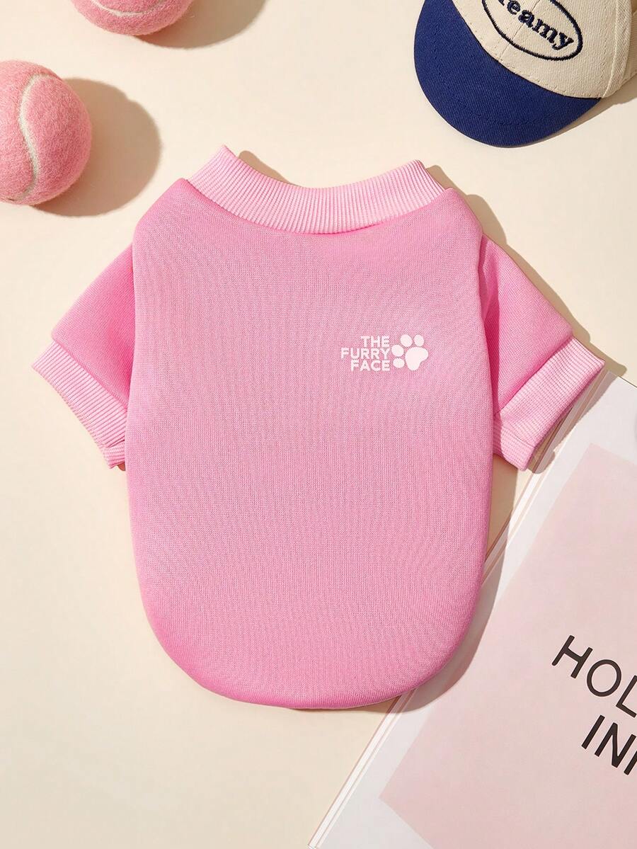 PETSIN 单字母印花宠物粉色运动风加厚保暖春秋季宠物服装 - 粉色 - 查看 1