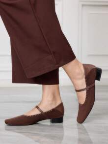 Sleekvia 女士搭扣设计休闲百搭平底鞋 - 咖啡棕 - 查看 10