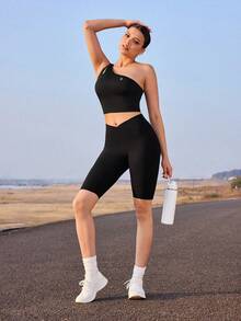 OutZeal Women Sports Black Tank Gym Pilates Stretch Slim Fit Bra-In Active Tops - Black - View 4