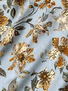 SHEIN LUNE 女士碎花弹力腰休闲半身裙 - 藍色 - 查看 3