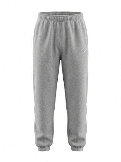 Nike Solo Swoosh Men's Cuffed Fleece Trousers Grey