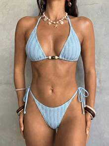 Aloruh Bộ bikini hai mảnh gợi cảm dành cho nữ, đồ bơi phong cách biển tươi mát dành cho nữ, đồ bơi nữ, đồ bơi nữ, đồ bơi nữ, đồ bơi nữ, đồ bơi đi biển thanh lịch dành cho nữ, đồ bơi hai mảnh dành cho nữ, bikini nữ, bộ bikini dành cho nữ, bộ bikini, trang phục đi biển dành cho nữ, trang phục đi biển dành cho nữ, thời trang đi biển. - Màu xanh nhạt - Xem 5