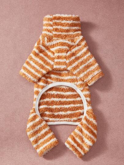 PETSIN Pawparrel 1件宠物秋冬双面毛绒弹力舒适保暖条纹高领狗狗连体衣