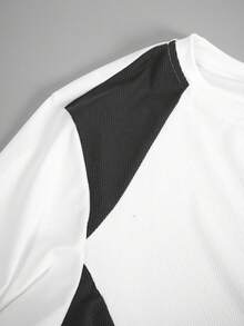 Manfinity Dauomo Áo thun nam tay ngắn cổ tròn phối màu tương phản, kiểu dáng thường ngày, đa năng. - Nhiều màu - Xem 8