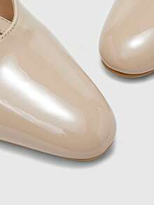CUCCOO BIZCHIC Women's Shoes Square Toe Patent Leather Apricot Cross Strap Rear Strap Basic Commuting Wear Daily Thin Heel High Heel Shoes - Apricot - View 8