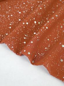 SHEIN Clasi 优雅雪纺衬衫，饰有箔片装饰，舒适时尚 - 橘色 - 查看 8
