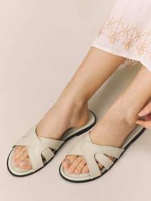 Styleloop Nữ, Khóa, Viền, Sandal Bệt - Màu be - Xem 4