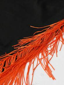 SHEIN LUNE 女士时尚黑色吊带背心搭配印花拼接流苏喇叭裤，性感迷人，优雅年轻，浪漫气息浓郁，适合日常、度假、外出、派对、音乐节等场合，春夏两件套 - 彩色 - 查看 7