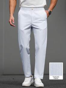 Manfinity Mode Quần dài ống đứng nam, quần tây kẻ sọc thường ngày, quần nam kẻ sọc kiểu Mỹ, được thiết kế với kiểu dáng ống đứng, cạp quần có chun một phần giúp thoải mái khi mặc. - Màu xanh nhạt - Xem 3