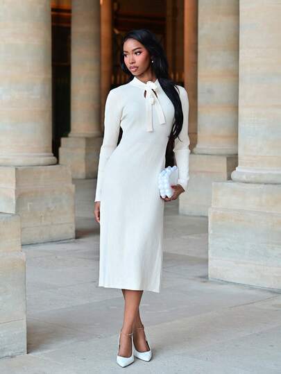 Mima John 新款时尚优雅高品质女士针织毛衣裙，百搭秋季