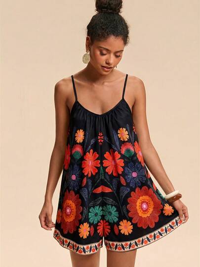 Travachic Woven Printed Loose Jumpsuit For Women