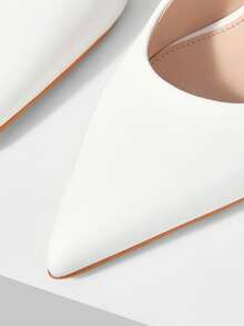 MOTF WOMEN'S ELEGANT MINIMALIST DAILY COMMUTE VERSATILE WHITE POINTED TOE KITTEN HEEL SANDALS - White - View 9