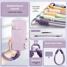 1 pieza Cordón trenzado para teléfono, unicolor, color caramelo, versión universal de muñequera multifuncional, fácil de desmontar, colgante de estuche de teléfono tejido a mano - bandera - Ver 2