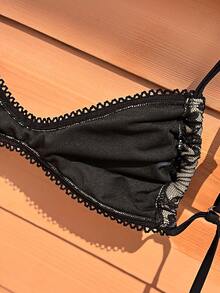 Swim Mod New Black Lace Sexy Women's Bikini Set, Adjustable Straps, Suitable For Beach, Vacation, Date - Black - View 6