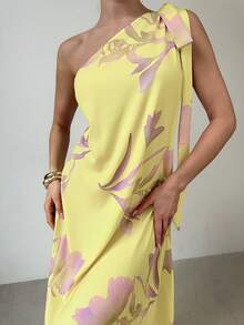 Firerie 女士纯色休闲吊带露背印花宽松夏威夷度假连衣裙，奶油黄夏季连衣裙，波西米亚风女装 - 彩色 - 查看 11