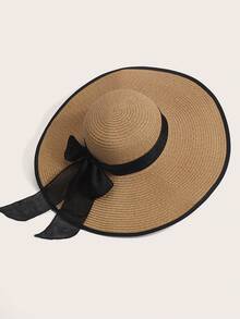 Enchnt 1 件休闲波西米亚风格草帽，适合度假佩戴 - 卡其色 - 查看 13