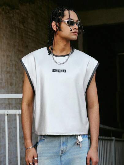 PAVTROS Men's Street Fashion Reflective Material Tank Top, Reflective Streetwear, Suitable For Daily Wear, Hangout With Friends, Gift For Boyfriend/Husband, Anniversary