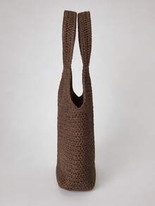 MUSERA Straw Woven Slouchy Lined Beach Tote Bag Cute Summer Beach Swim Going Out Daily Spring Holiday Accessory - Brown - View 3