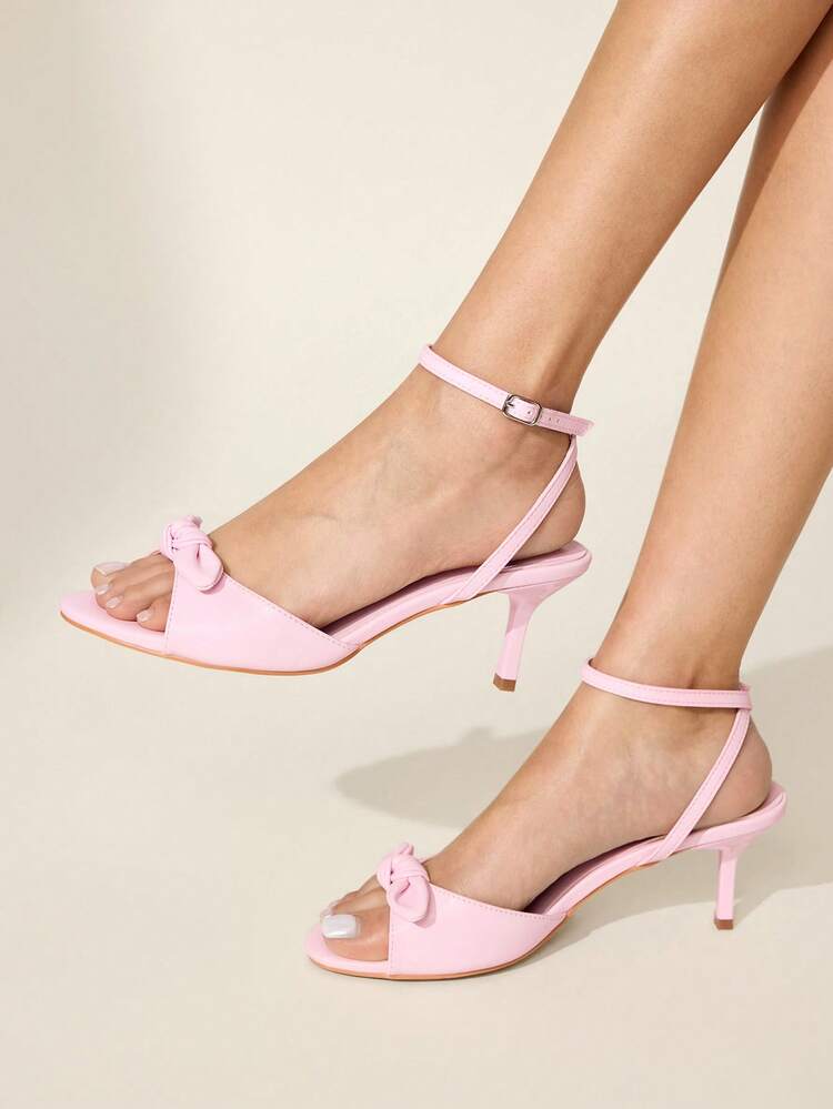 CUCCOO CHICEST Women's White PU + Red & White Plaid Bow & Cherry Decor Cute & Fashion Mules, Comfortable Round Toe High Heel Sandals Wedding Shoes Summer Shoes Bride Shoes