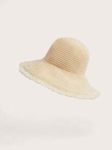 Enchnt 1 件女士草帽，大帽檐防晒帽，海滩，度假，春夏季 - 米色 - 查看 3