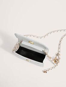 Enchnt Sac à bandoulière mini polyvalent et minimaliste de haute qualité avec broderie de strass et perles métalliques. Peut être porté en diagonale ou sous le bras. Idéal pour le printemps/été. - Blanc - Voir 5