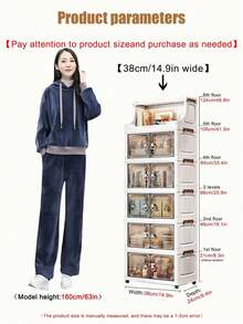 塑料折叠储物柜，双门家用客厅玩具收纳柜，卧室储物柜，带轮衣物收纳柜，衣物柜储物盒，厨房推车储物架 - 透明 - 查看 11
