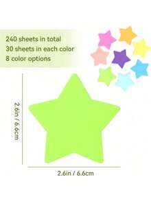 8 paquetes de notas adhesivas con forma de estrella, 8 colores brillantes, 30 hojas por bloque, blocs de notas autoadhesivos para uso escolar, oficina y planificador diario - Multicolor - Ver 2