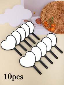 10 Pieces Of Handheld Heart-Shaped Mirrors, Cute Makeup Mirrors - Multicolor - View 7