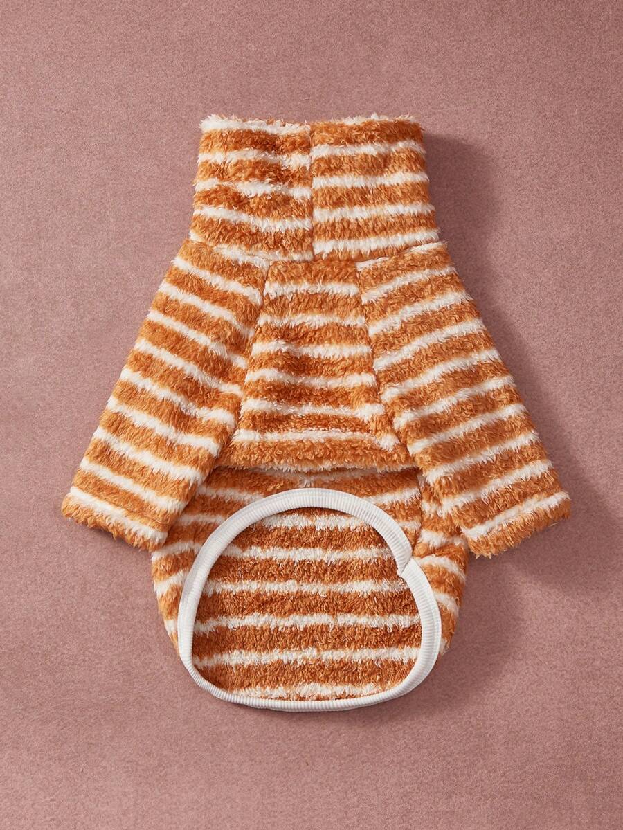 PETSIN Pawparrel 1件宠物秋冬双面毛绒弹力舒适保暖条纹高领狗狗卫衣 - 彩色 - 查看 1