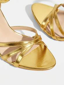 CUCCOO TILAWA Women's Classic Minimalist Fashion High Heel Sandals, Slim Strap High Heel Sandals Suitable For Date, Afternoon Tea, Party, Sexy Outfit - Gold - View 11