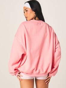 MISSGUIDED Women's Pink Yacht Club Sailboat Graphic Sweatshirt Crew Neck Long Sleeve Casual Nautical Inspired Pullover - Pink - View 3