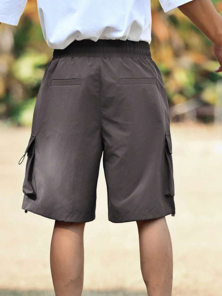 Men's Solid Color Cargo Shorts, Outdoor Style Summer